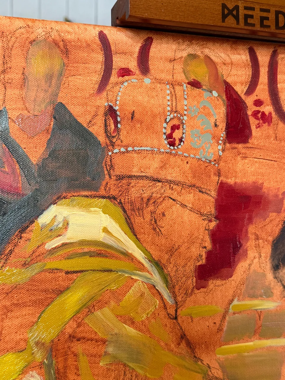 Detail of an oil painting of a scene from an Orthodox priest’s ordination.